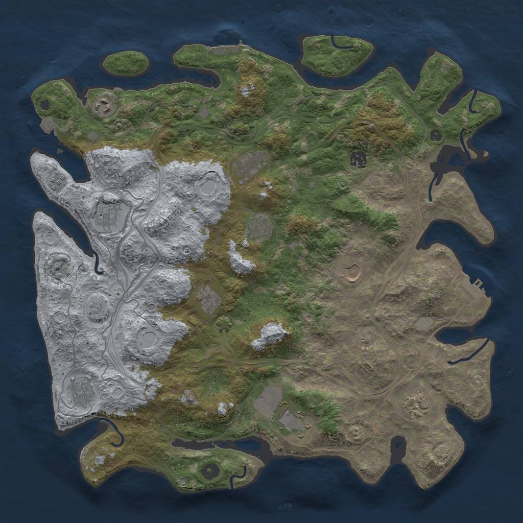 Rust Map: Procedural Map, Size: 4500, Seed: 1095095957, 19 Monuments