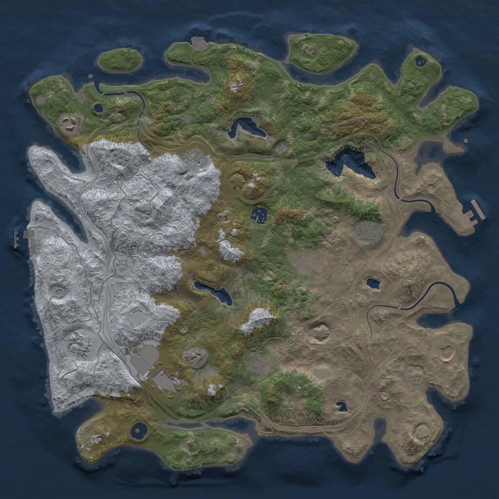 Rust Map: Procedural Map, Size: 4500, Seed: 1095095957, 16 Monuments