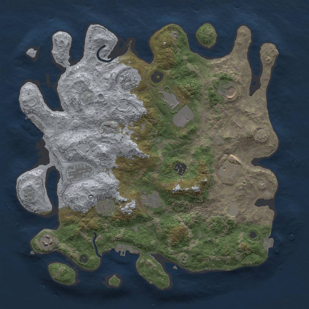 Rust Map: Procedural Map, Size: 3800, Seed: 741613698, 18 Monuments