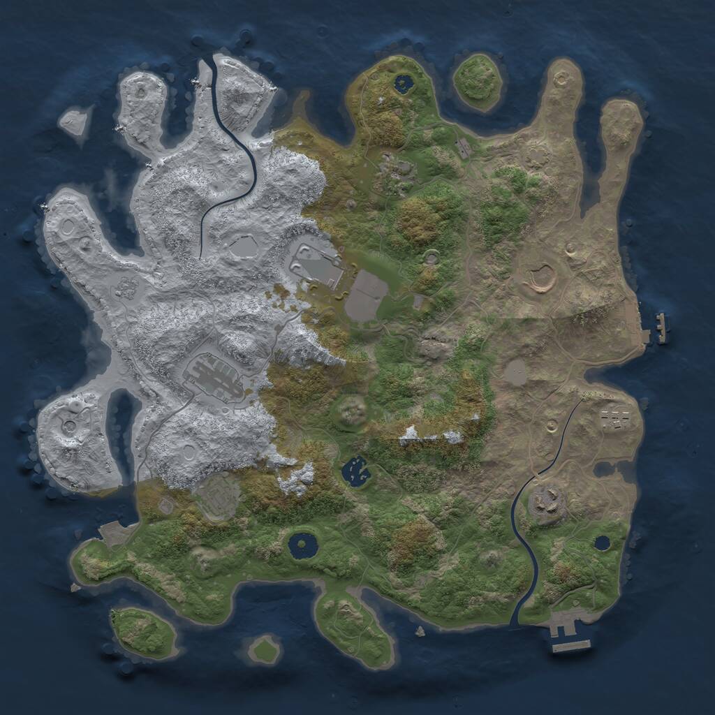 Rust Map: Procedural Map, Size: 3800, Seed: 741613698, 14 Monuments