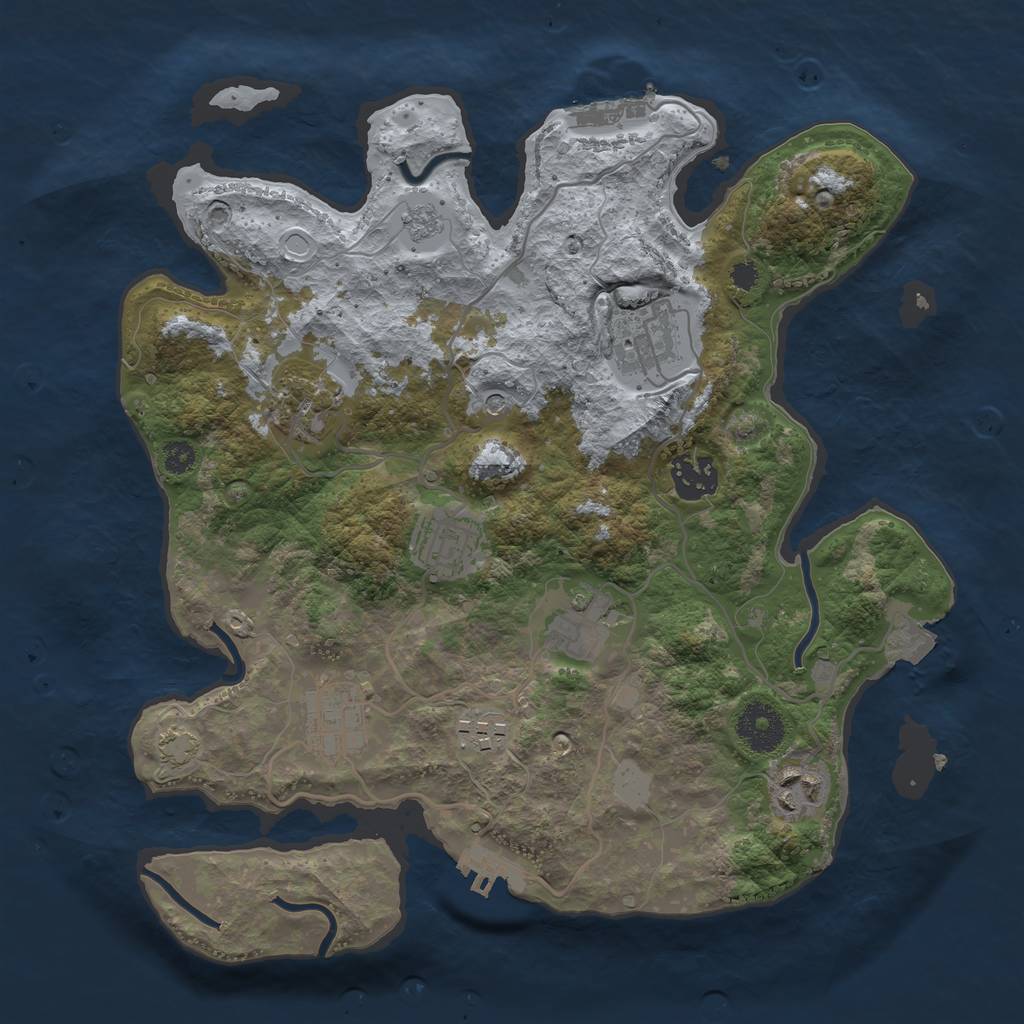Rust Map: Procedural Map, Size: 3200, Seed: 926200739, 16 Monuments