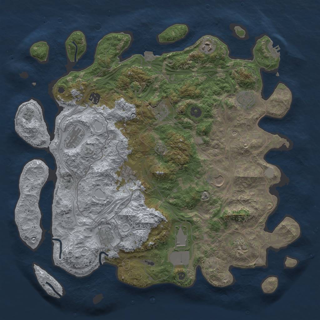 Rust Map: Procedural Map, Size: 4250, Seed: 786054629, 18 Monuments