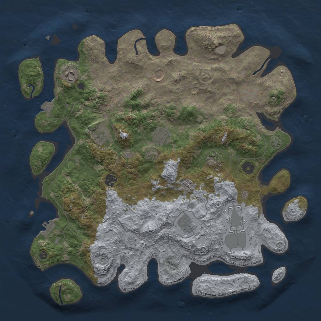 Rust Map: Procedural Map, Size: 4000, Seed: 727976741, 17 Monuments