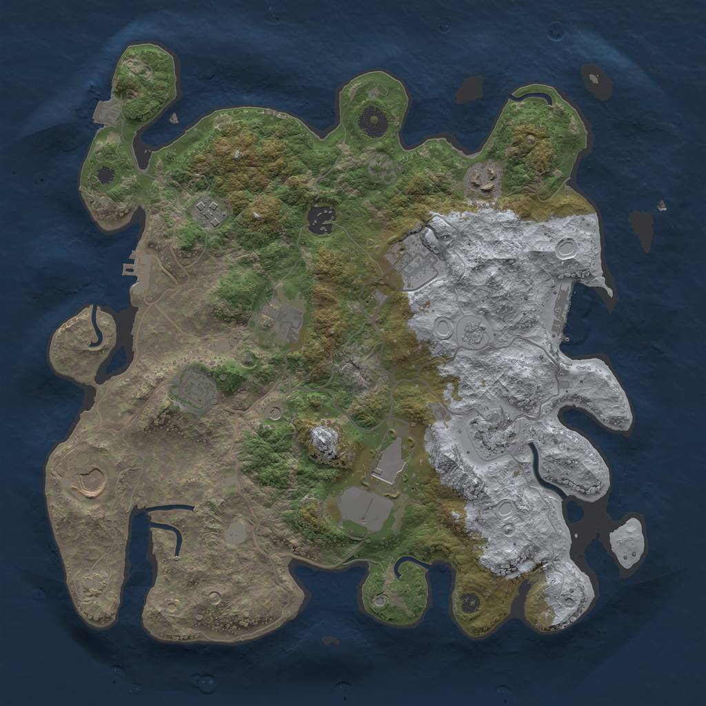 Rust Map: Procedural Map, Size: 3600, Seed: 9702417, 17 Monuments