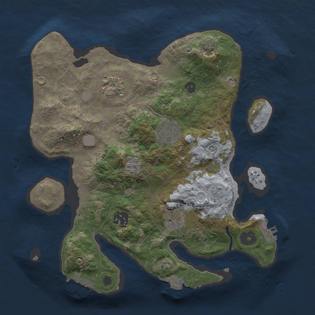 Rust Map: Procedural Map, Size: 3000, Seed: 651409, 13 Monuments