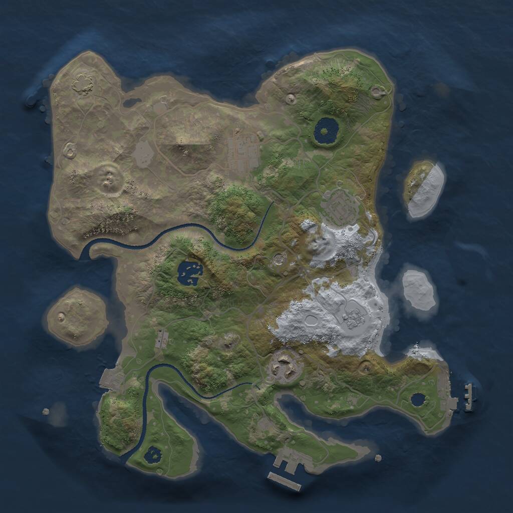 Rust Map: Procedural Map, Size: 3000, Seed: 651409, 10 Monuments