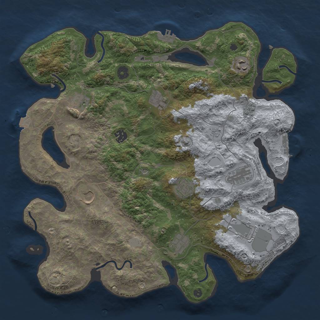 Rust Map: Procedural Map, Size: 3800, Seed: 499144168, 18 Monuments