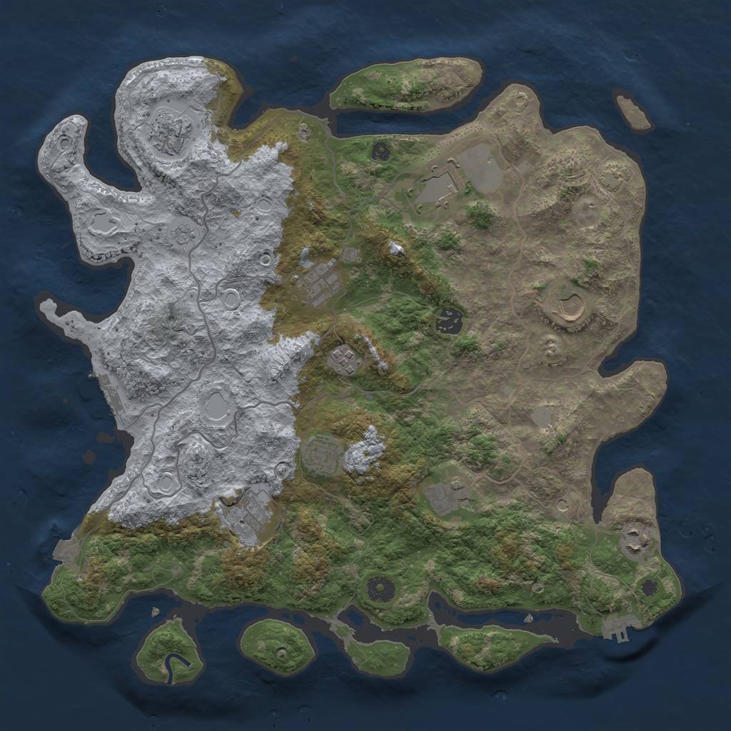 Rust Map: Procedural Map, Size: 4000, Seed: 332107273, 18 Monuments