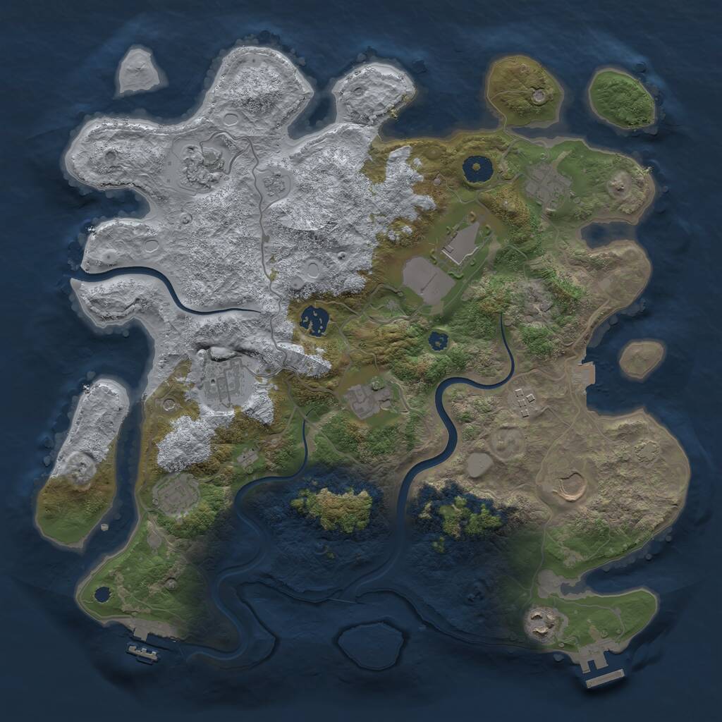 Rust Map: Procedural Map, Size: 3750, Seed: 23748124, 16 Monuments