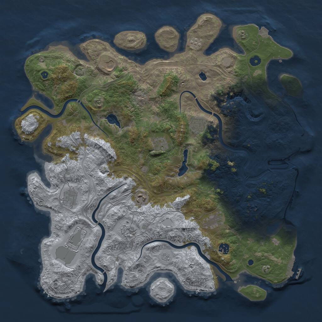 Rust Map: Procedural Map, Size: 4500, Seed: 646289726, 16 Monuments