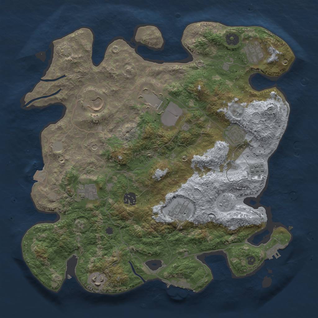 Rust Map: Procedural Map, Size: 3600, Seed: 44667, 17 Monuments