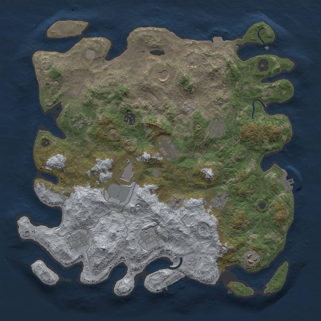 Rust Map: Procedural Map, Size: 4000, Seed: 520384257, 19 Monuments