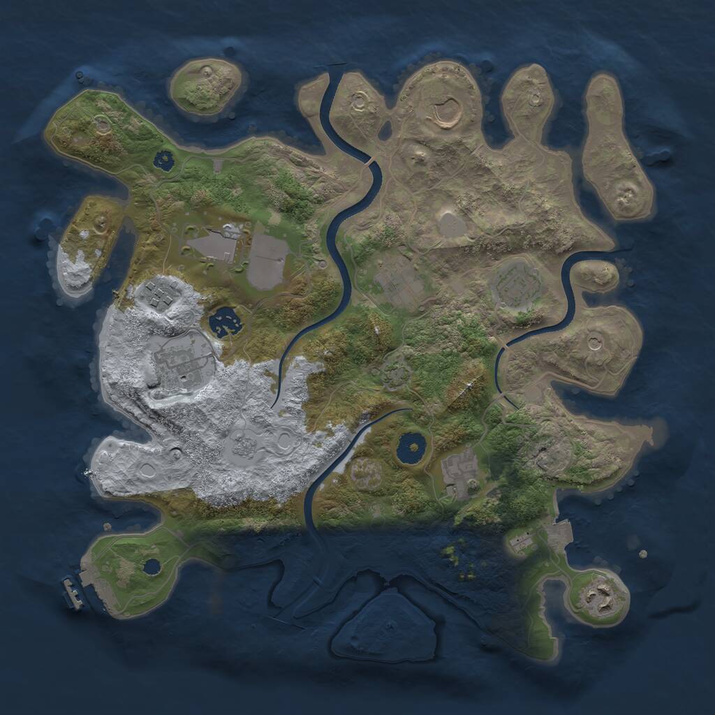 Rust Map: Procedural Map, Size: 3500, Seed: 2024561171, 14 Monuments