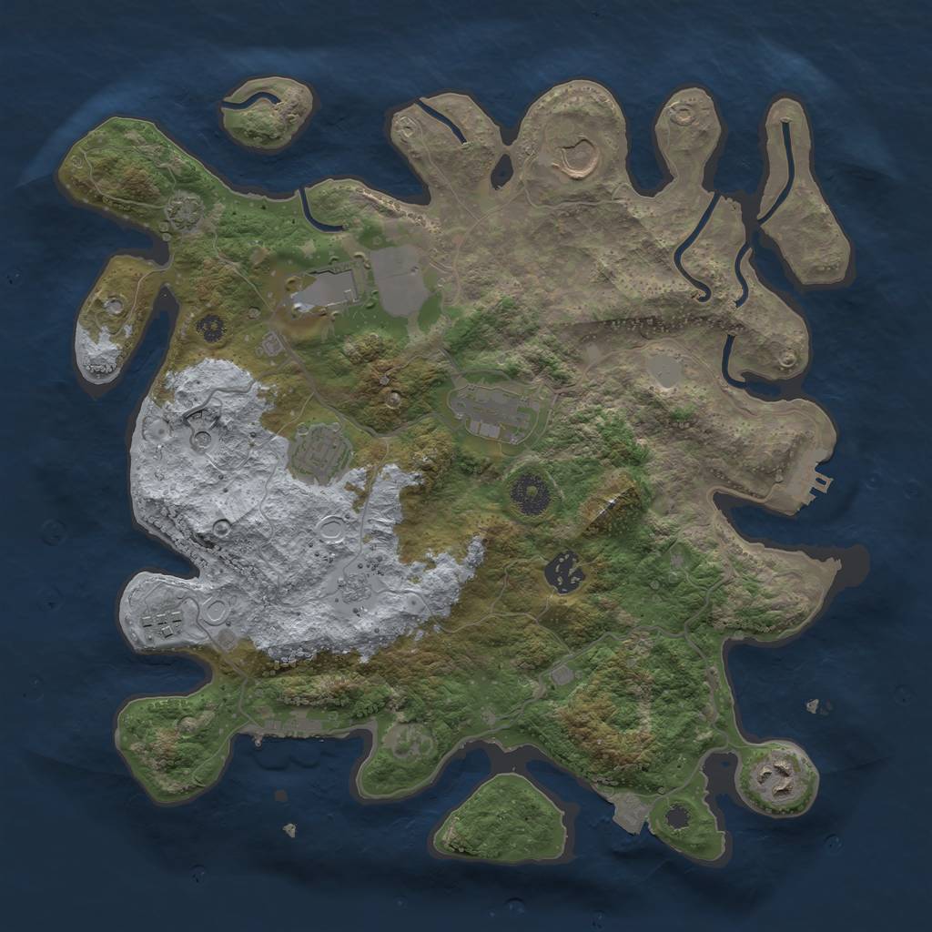 Rust Map: Procedural Map, Size: 3500, Seed: 2024561171, 15 Monuments