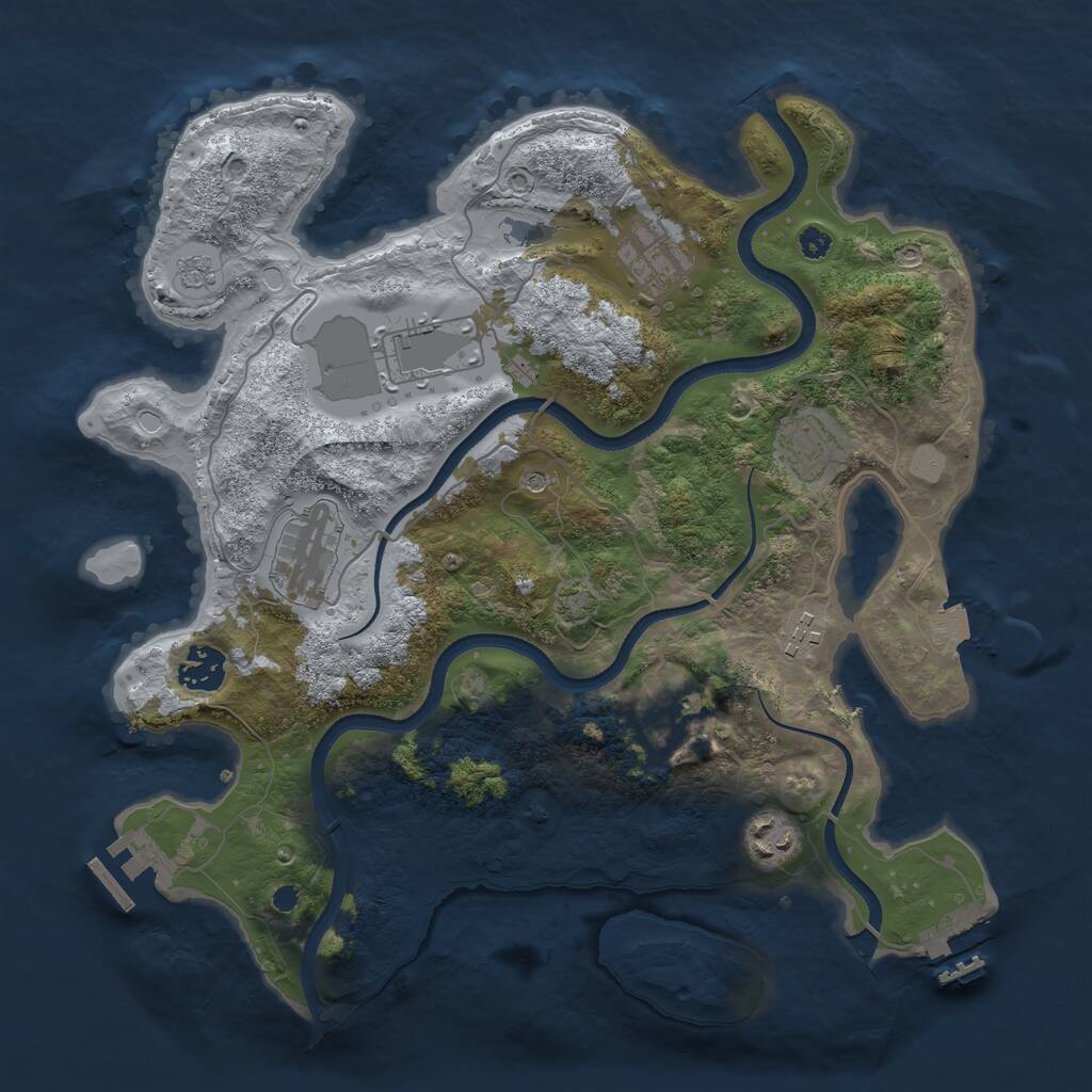 Rust Map: Procedural Map, Size: 3500, Seed: 2063528798, 14 Monuments