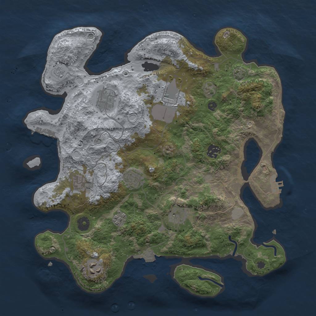 Rust Map: Procedural Map, Size: 3500, Seed: 2063528798, 16 Monuments