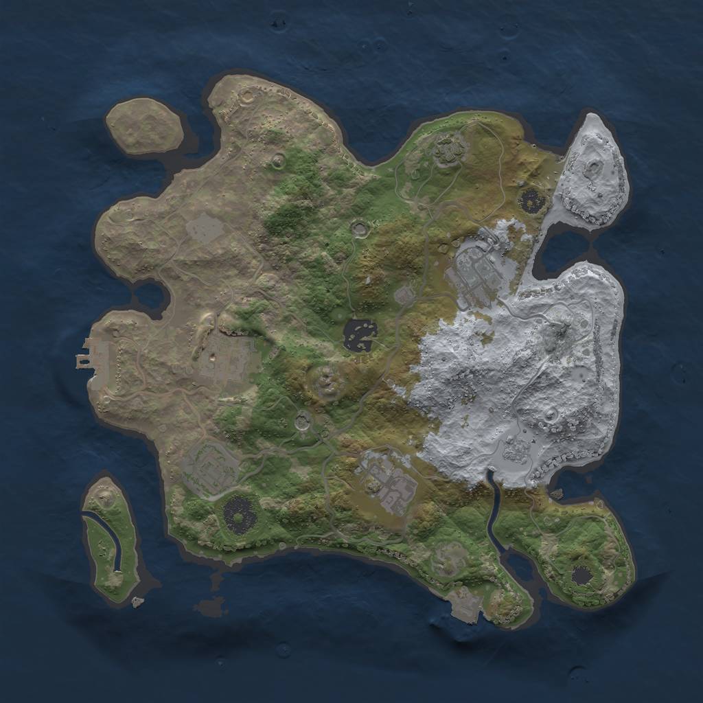Rust Map: Procedural Map, Size: 3000, Seed: 1600, 12 Monuments