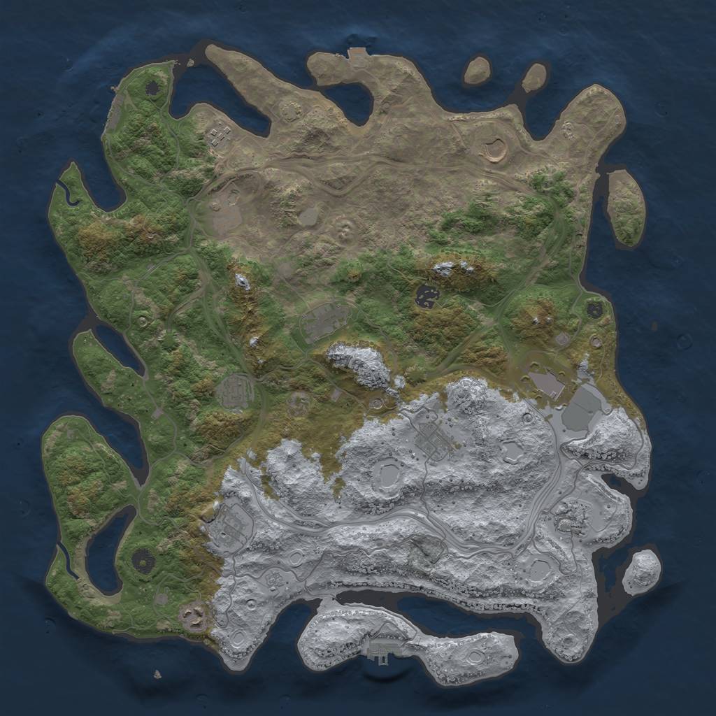 Rust Map: Procedural Map, Size: 4500, Seed: 8517, 19 Monuments
