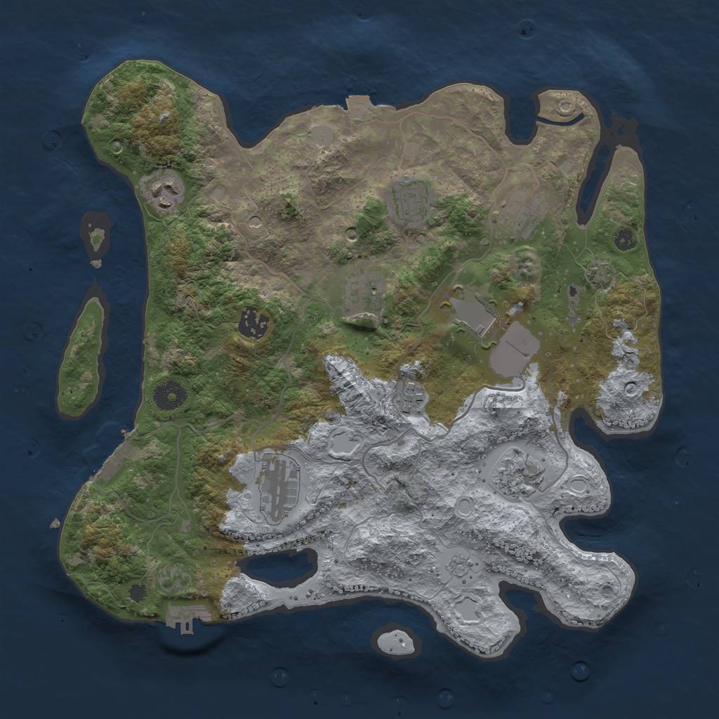 Rust Map: Procedural Map, Size: 3500, Seed: 593585044, 17 Monuments