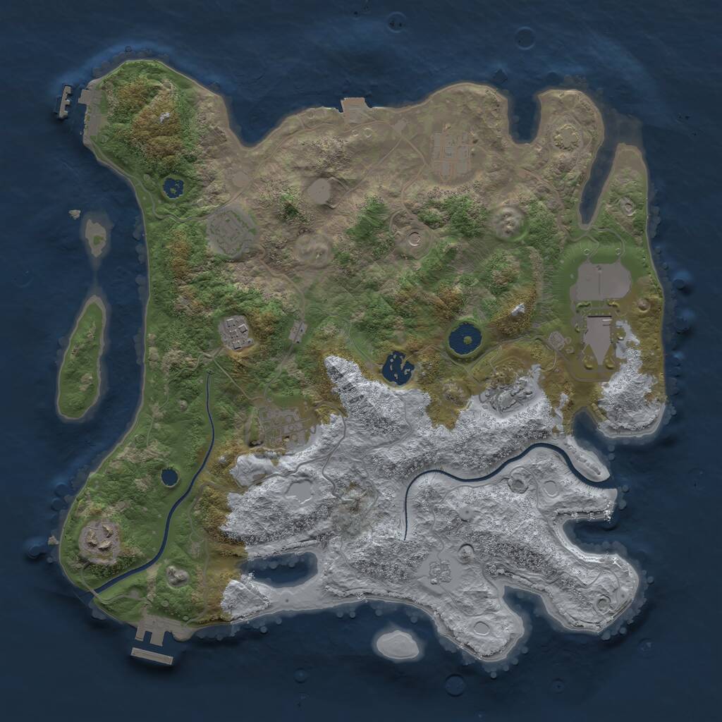 Rust Map: Procedural Map, Size: 3500, Seed: 593585044, 14 Monuments