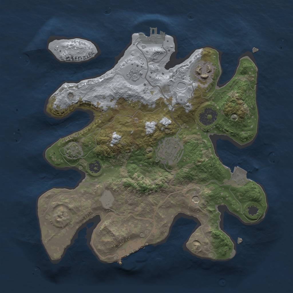 Rust Map: Procedural Map, Size: 2500, Seed: 42533, 10 Monuments