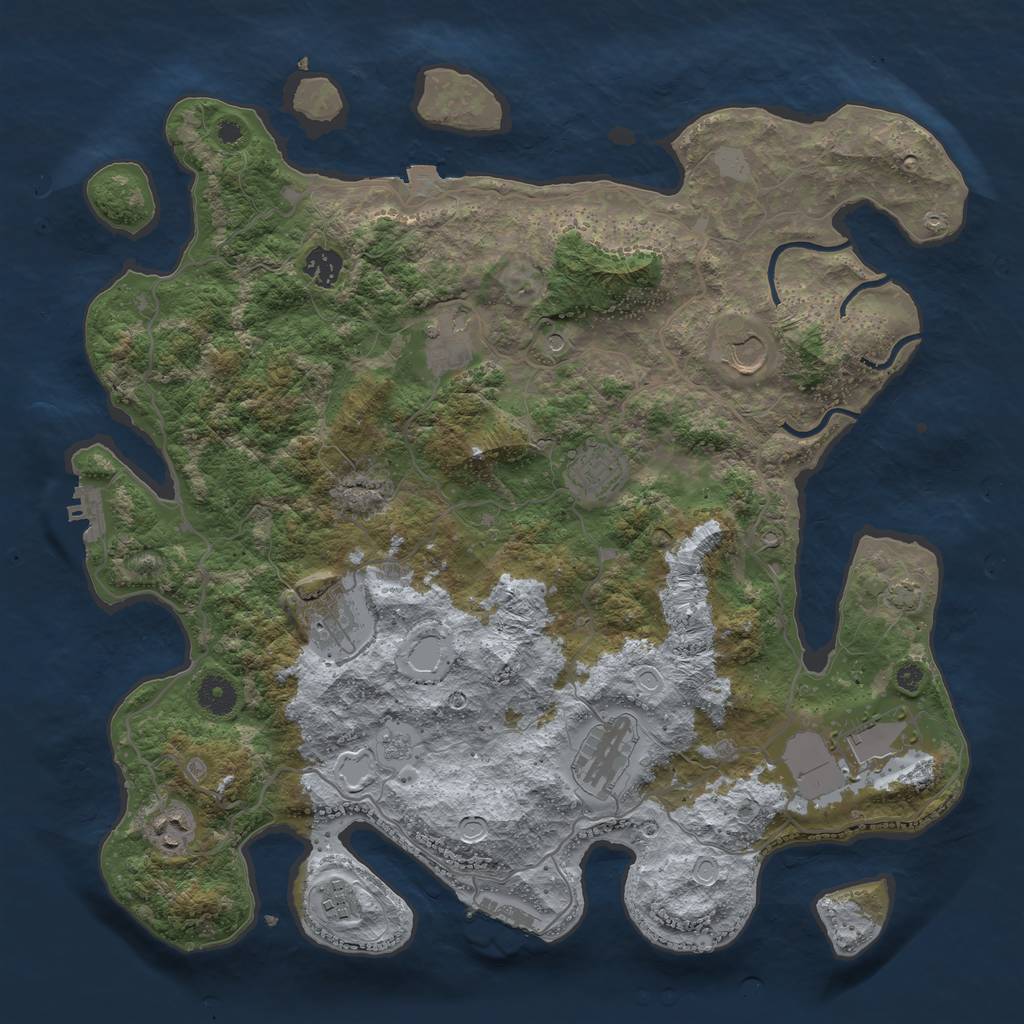 Rust Map: Procedural Map, Size: 4000, Seed: 79651, 17 Monuments