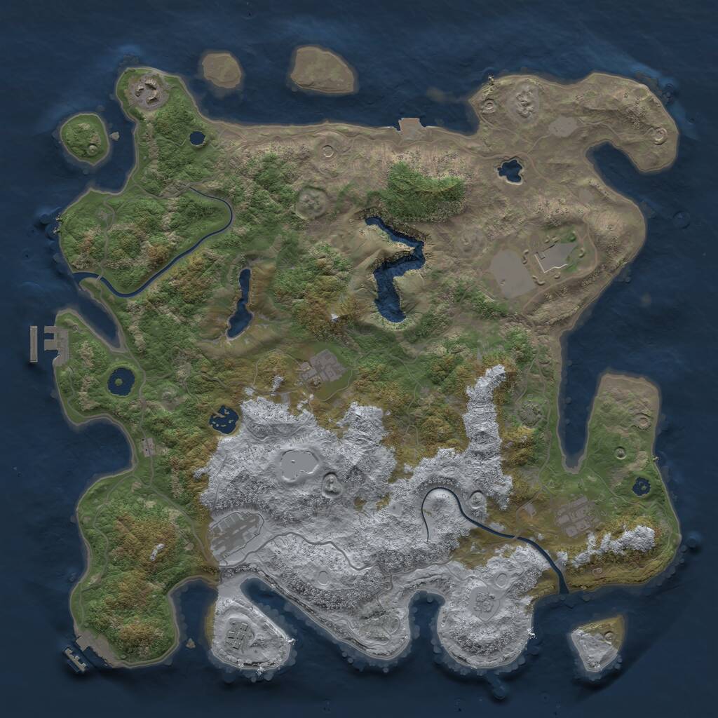 Rust Map: Procedural Map, Size: 4000, Seed: 79651, 13 Monuments