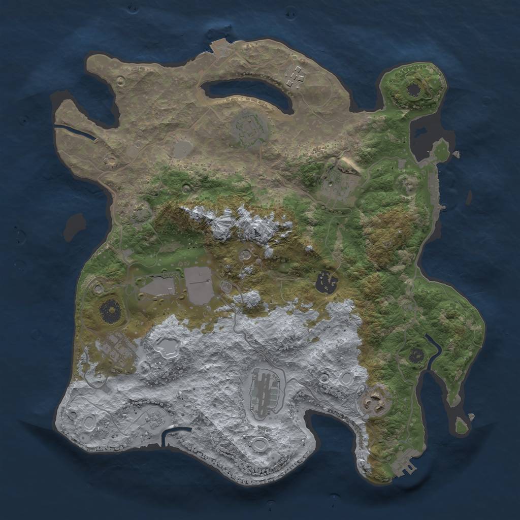 Rust Map: Procedural Map, Size: 3500, Seed: 46668724, 16 Monuments