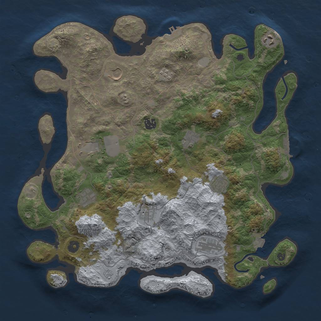 Rust Map: Procedural Map, Size: 4000, Seed: 326932, 18 Monuments
