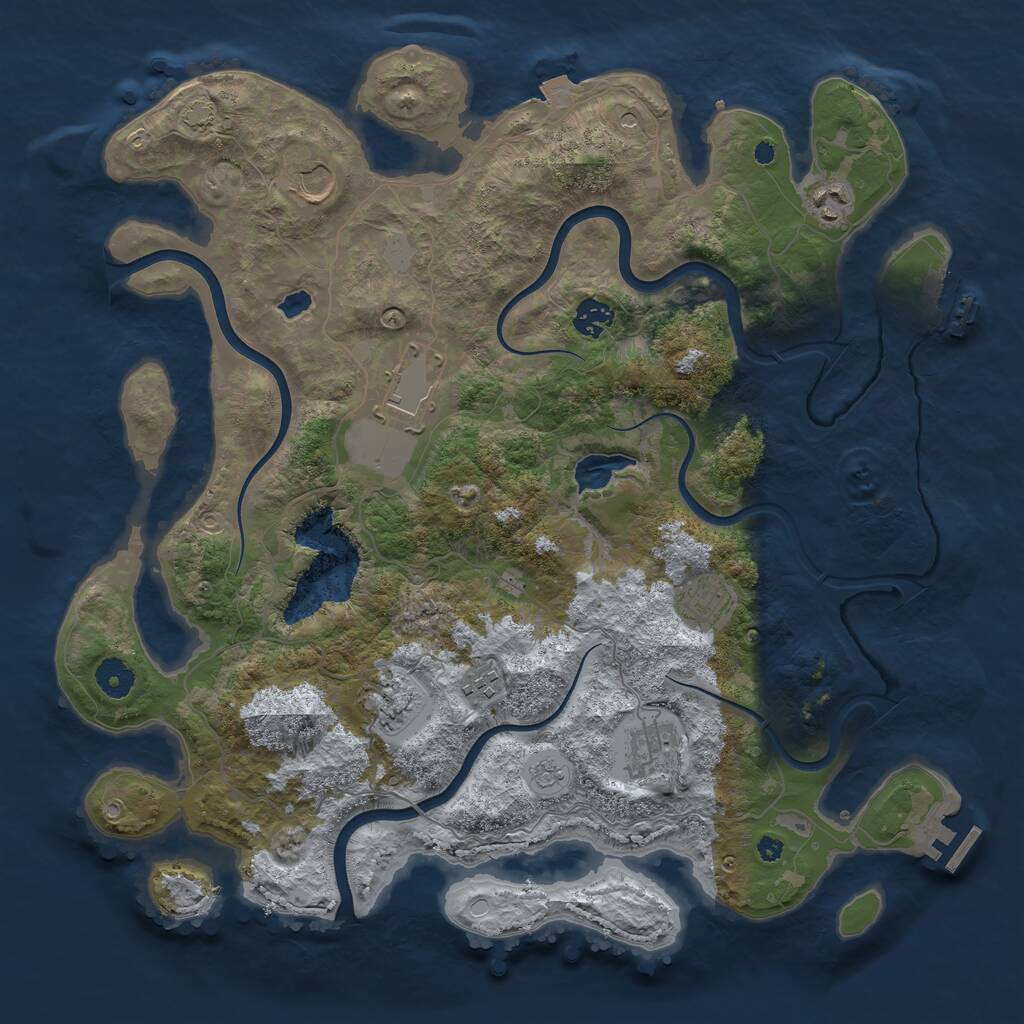 Rust Map: Procedural Map, Size: 4000, Seed: 326932, 14 Monuments