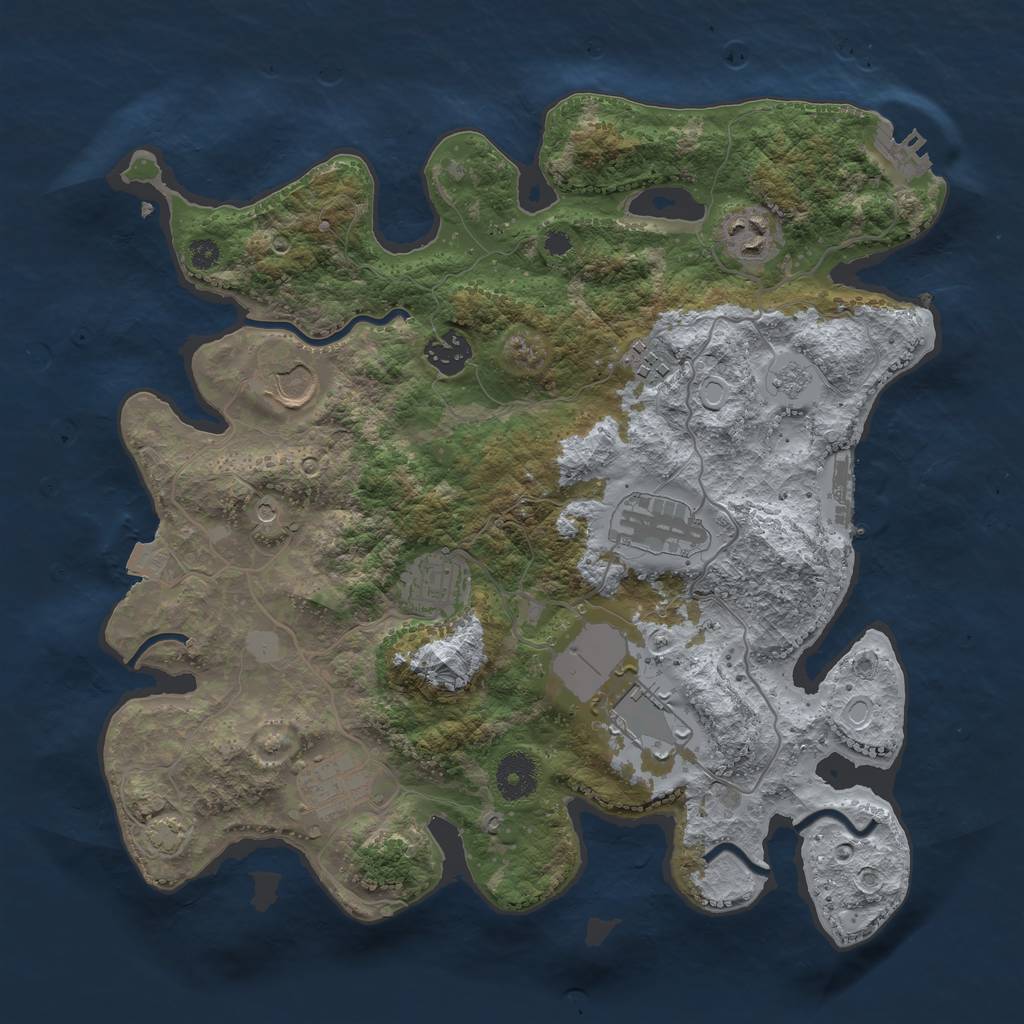 Rust Map: Procedural Map, Size: 3500, Seed: 326129516, 16 Monuments