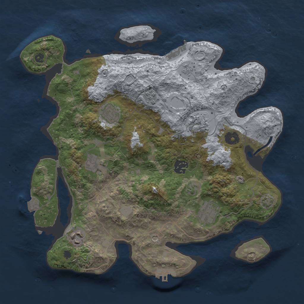 Rust Map: Procedural Map, Size: 3250, Seed: 77252927, 15 Monuments