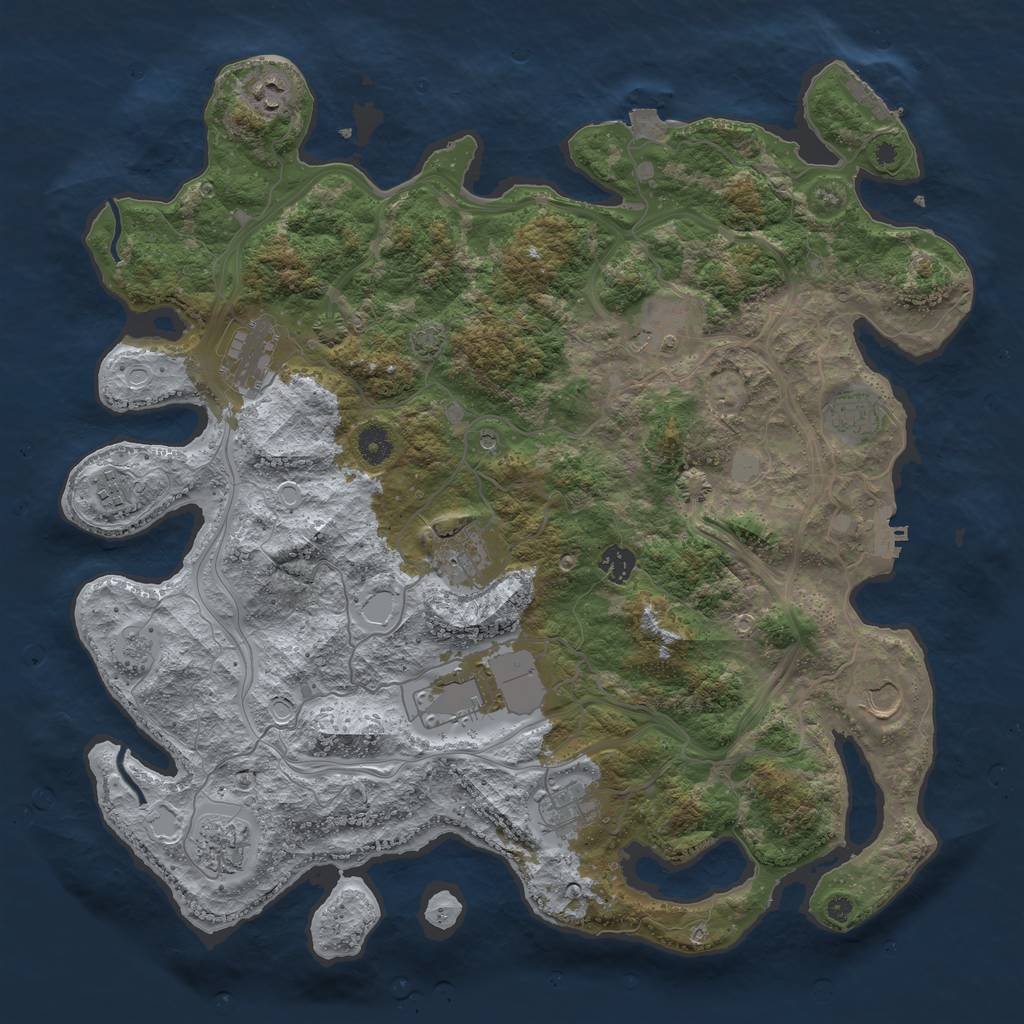 Rust Map: Procedural Map, Size: 4250, Seed: 2129451174, 19 Monuments