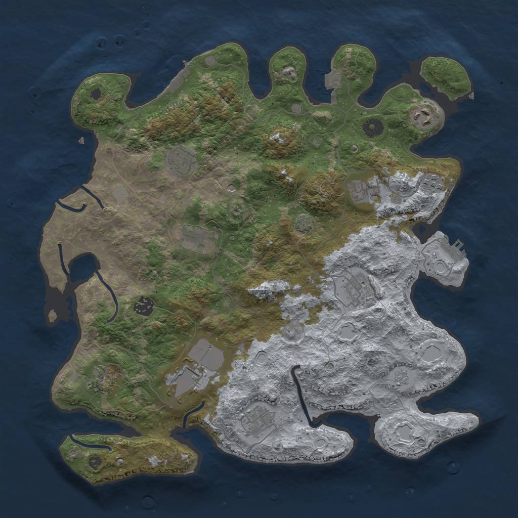 Rust Map: Procedural Map, Size: 3950, Seed: 526, 18 Monuments