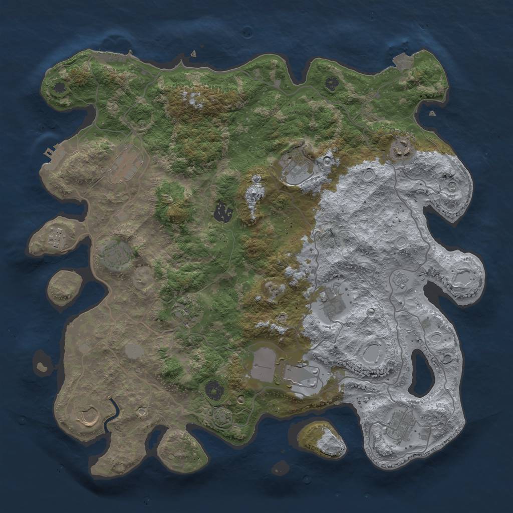Rust Map: Procedural Map, Size: 4000, Seed: 3468053, 19 Monuments