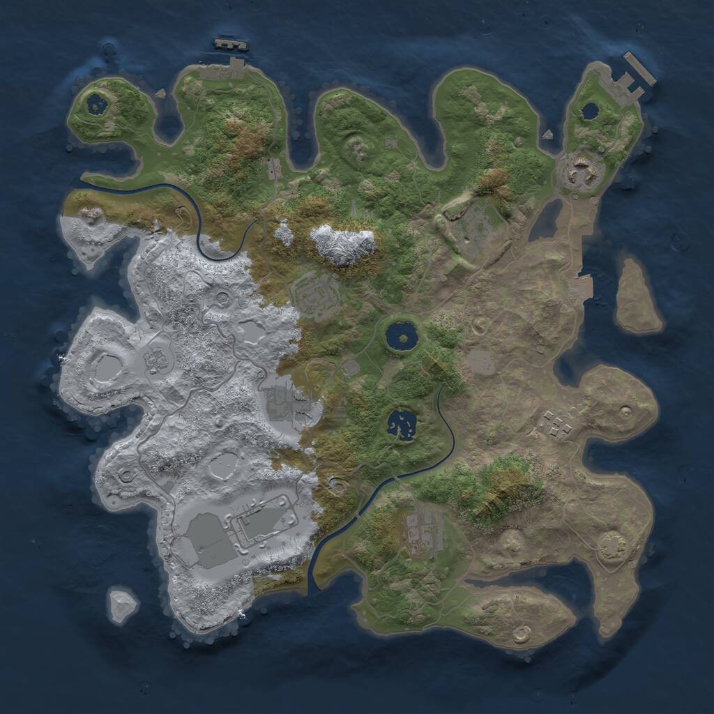 Rust Map: Procedural Map, Size: 3500, Seed: 801733151, 14 Monuments