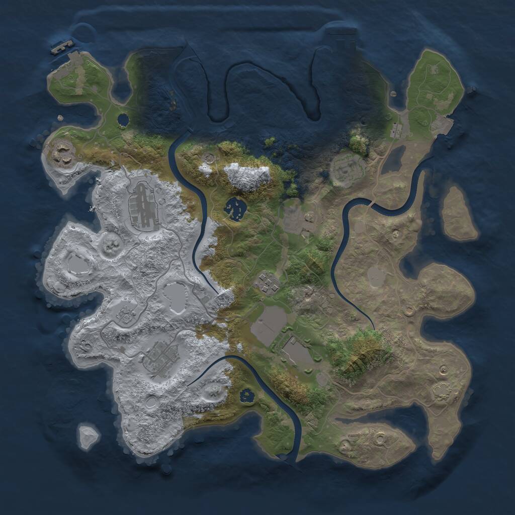 Rust Map: Procedural Map, Size: 3500, Seed: 801733151, 14 Monuments