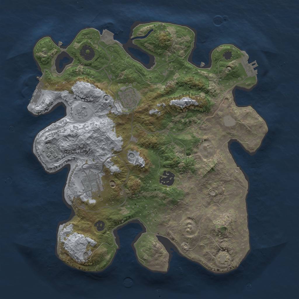 Rust Map: Procedural Map, Size: 3000, Seed: 23255, 12 Monuments