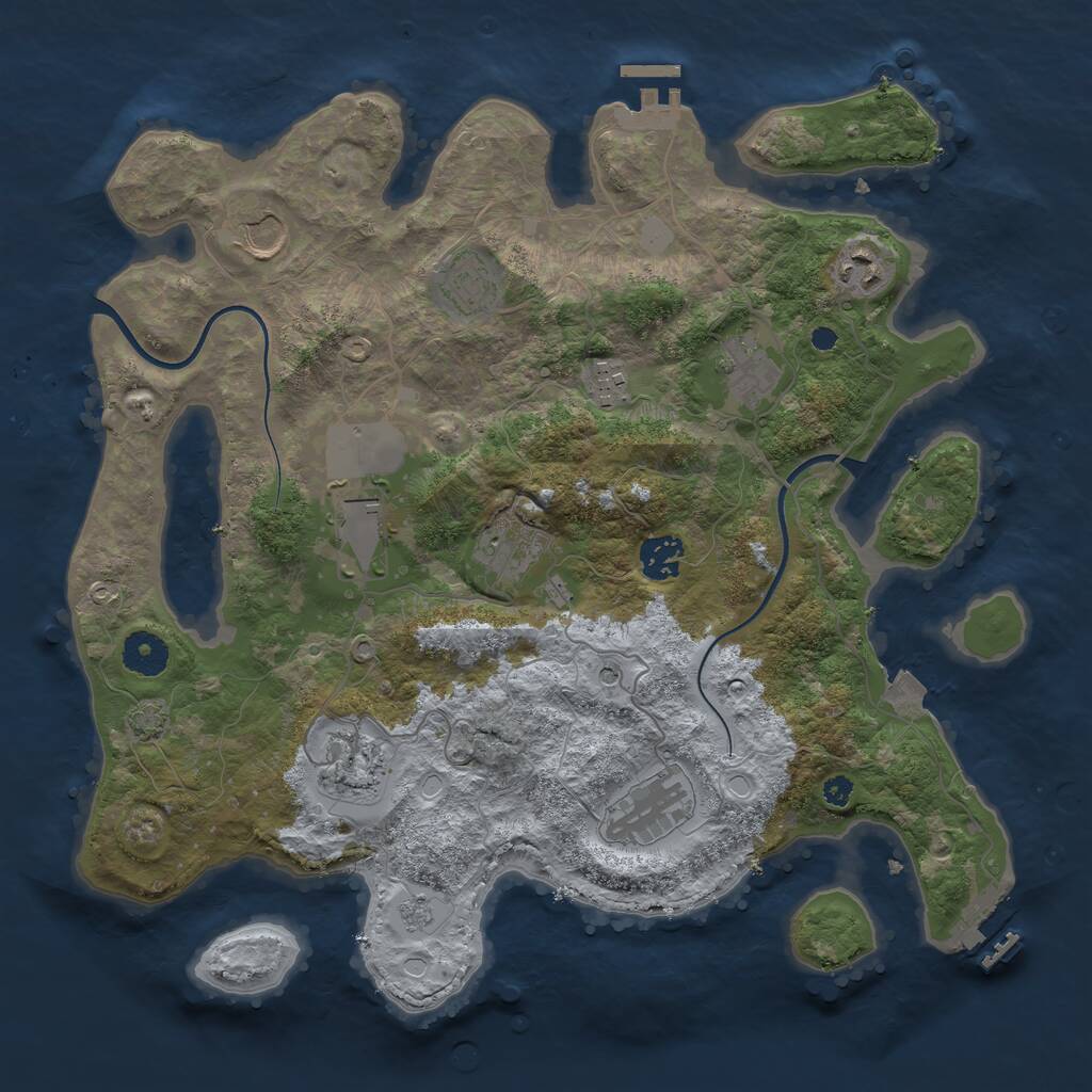 Rust Map: Procedural Map, Size: 3650, Seed: 660336433, 16 Monuments