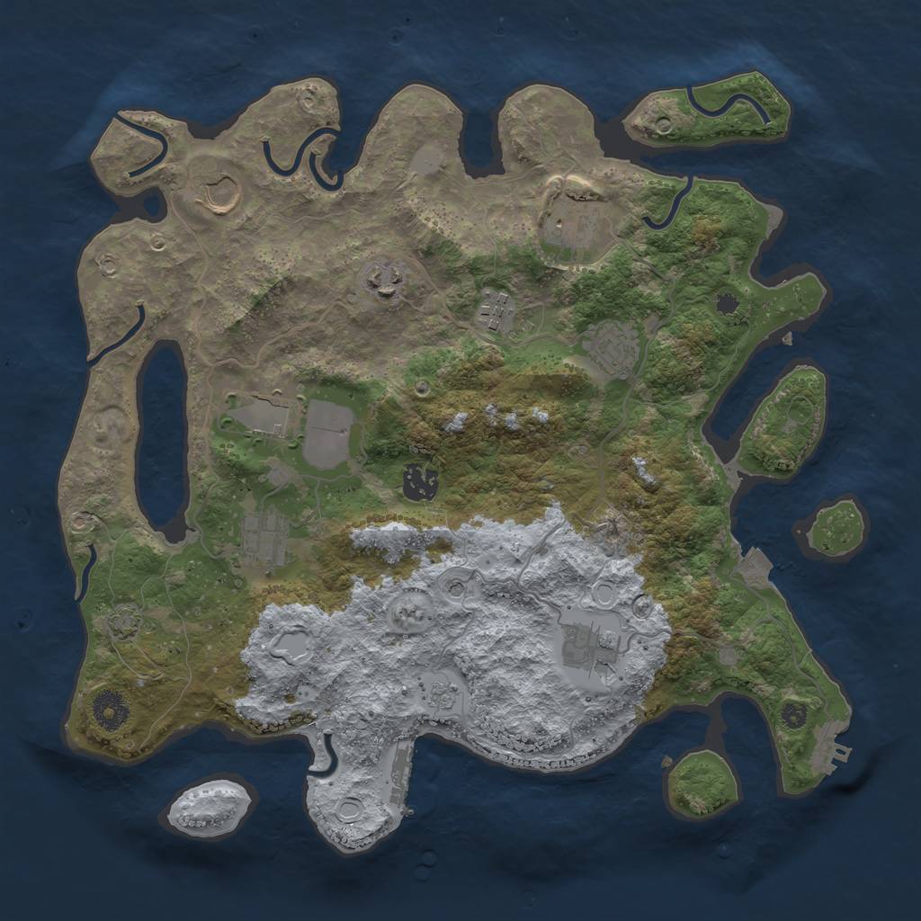 Rust Map: Procedural Map, Size: 3650, Seed: 660336433, 17 Monuments