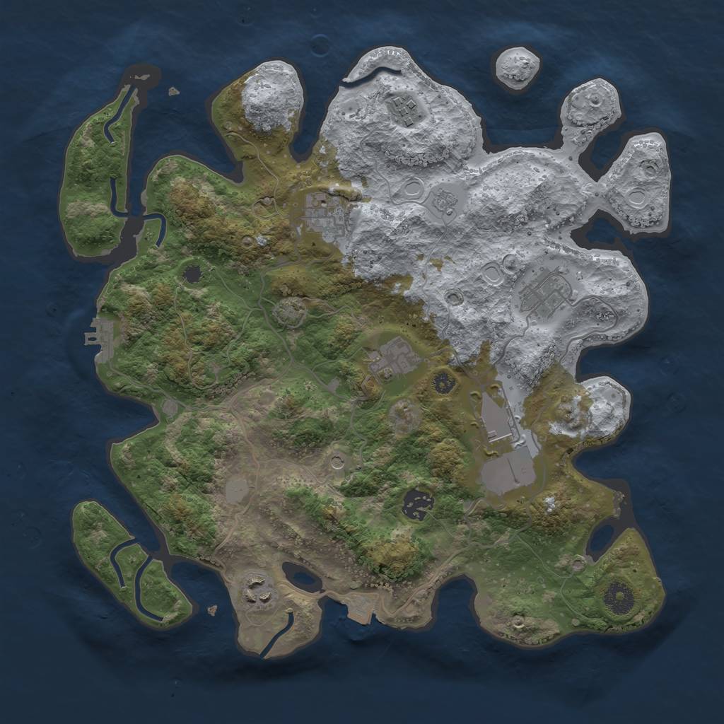 Rust Map: Procedural Map, Size: 3500, Seed: 292001337, 14 Monuments