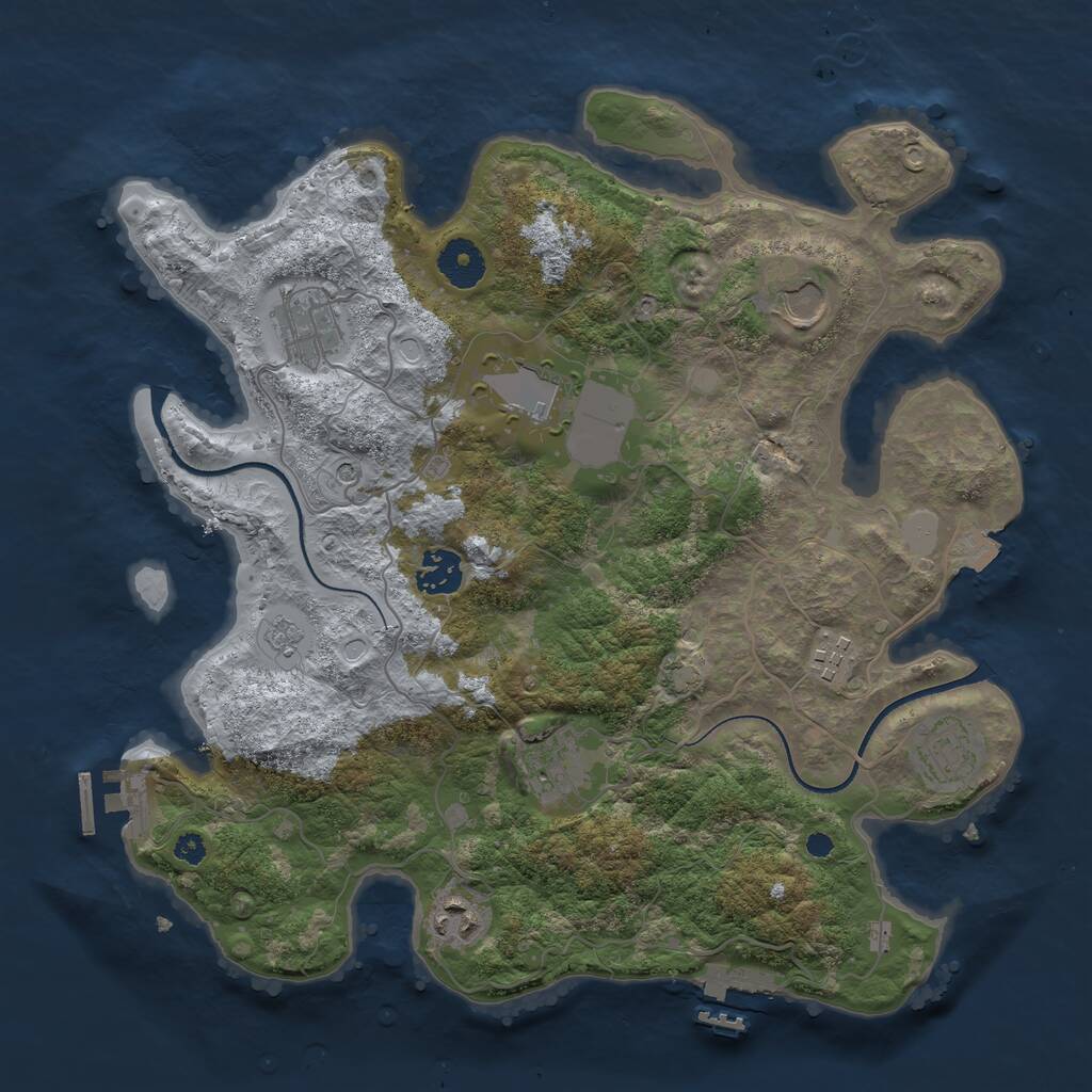 Rust Map: Procedural Map, Size: 3500, Seed: 564441546, 14 Monuments