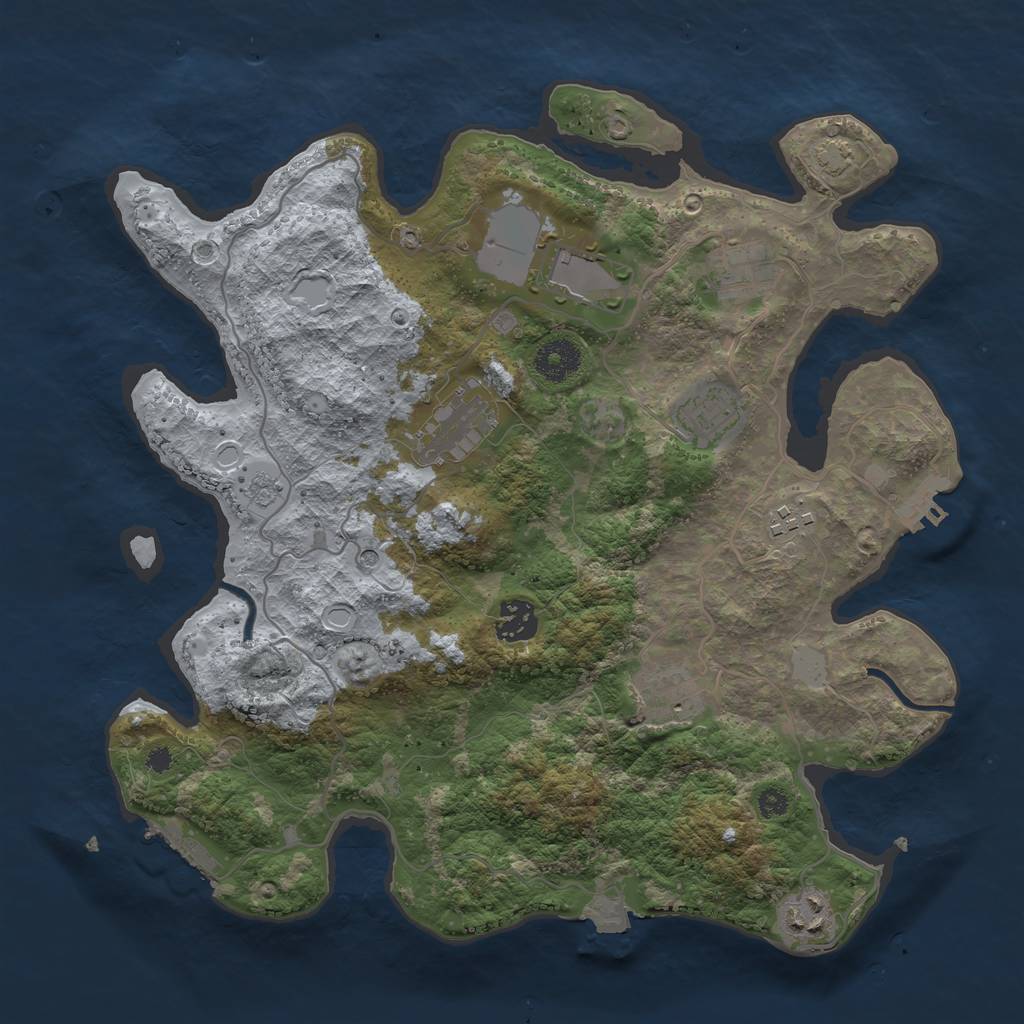 Rust Map: Procedural Map, Size: 3500, Seed: 564441546, 16 Monuments