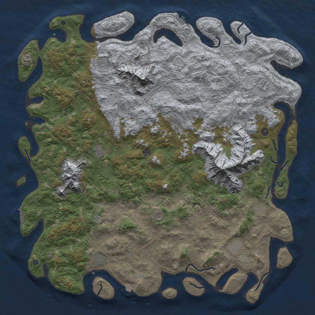 Rust Map: Procedural Map, Size: 6000, Seed: 83692167, 19 Monuments