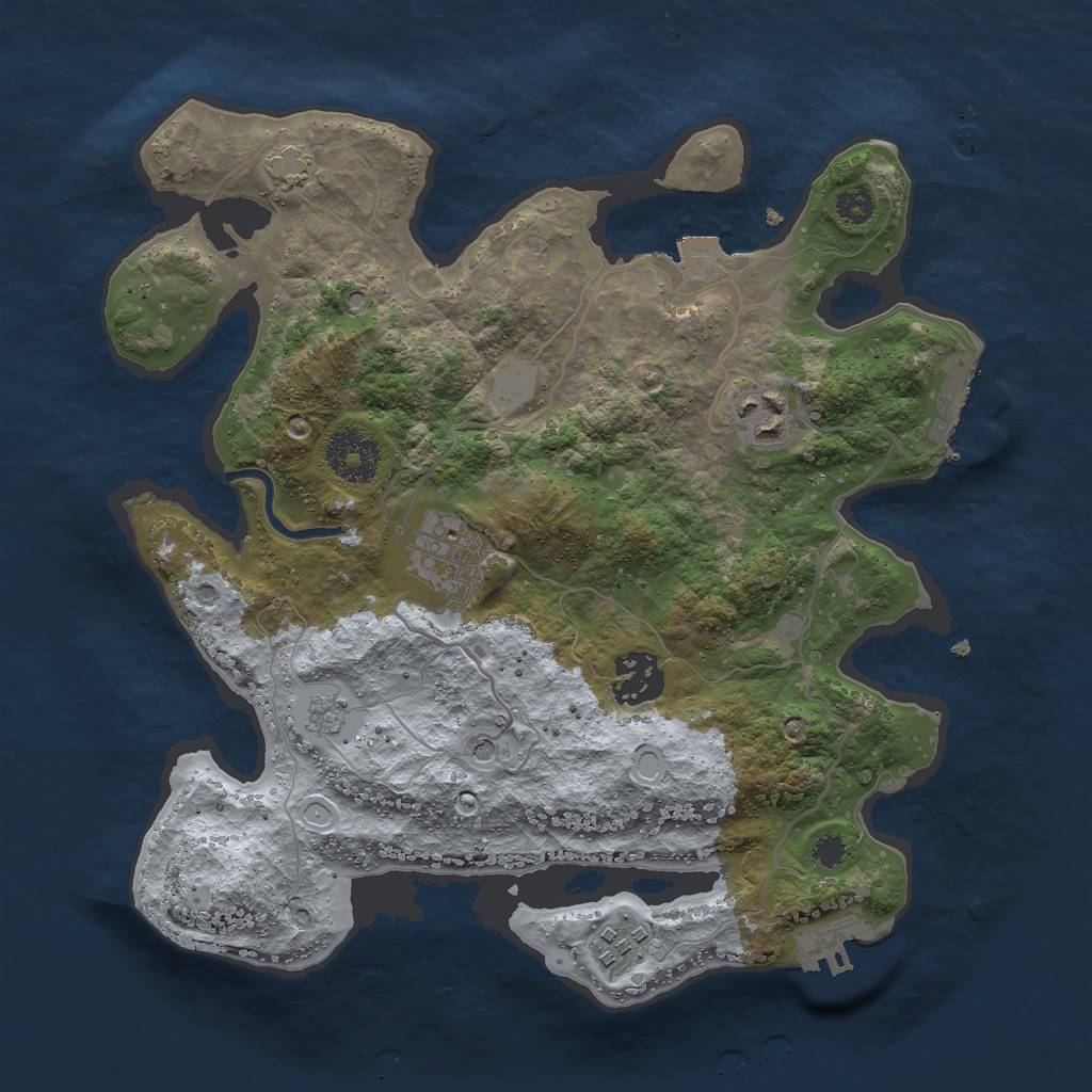 Rust Map: Procedural Map, Size: 3000, Seed: 10921, 12 Monuments