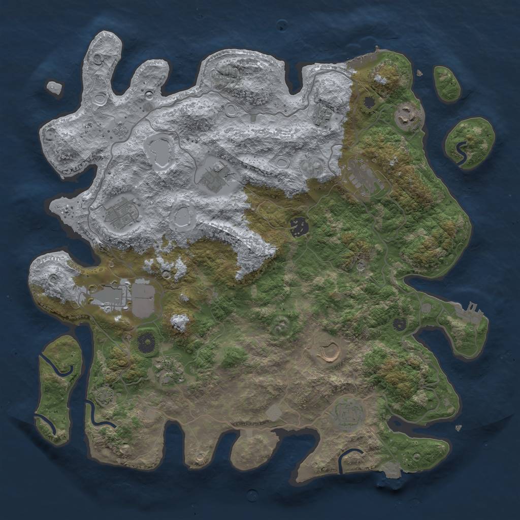 Rust Map: Procedural Map, Size: 4000, Seed: 38977098, 18 Monuments