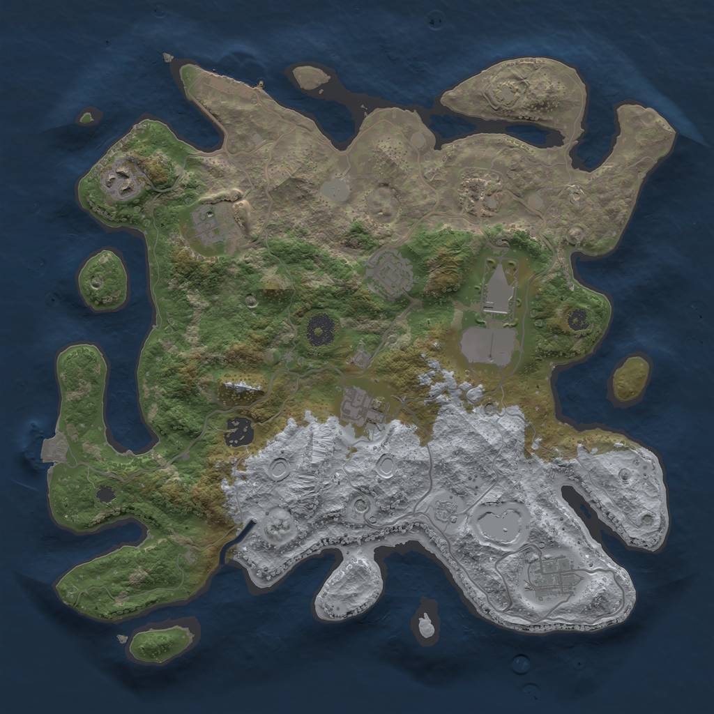 Rust Map: Procedural Map, Size: 3500, Seed: 429021273, 15 Monuments