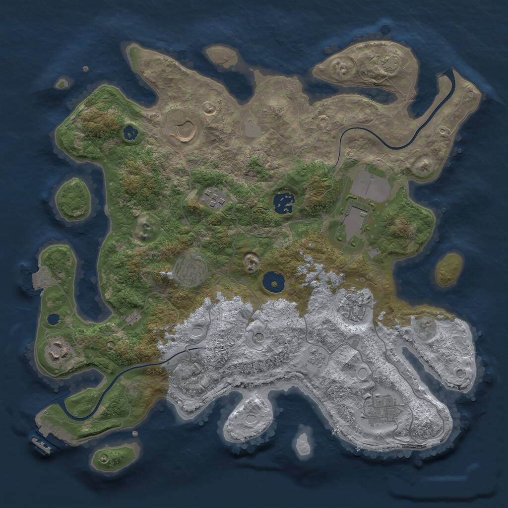 Rust Map: Procedural Map, Size: 3500, Seed: 429021273, 13 Monuments