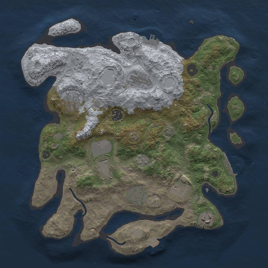 Rust Map: Procedural Map, Size: 3500, Seed: 1674328408, 15 Monuments