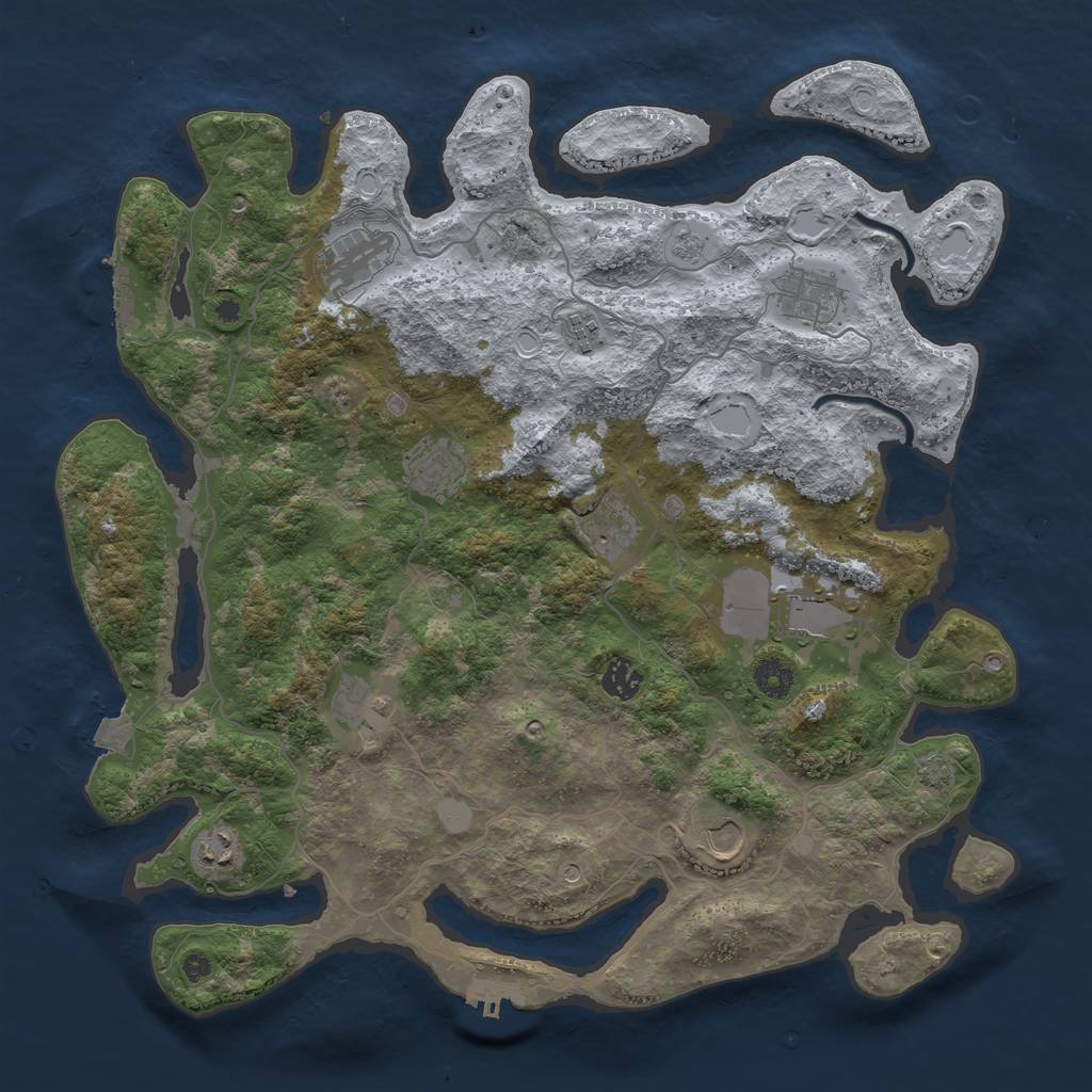 Rust Map: Procedural Map, Size: 4096, Seed: 163563765, 18 Monuments